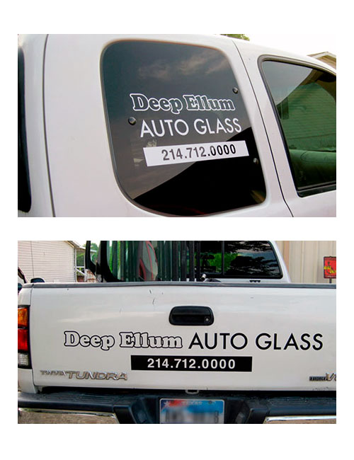 Deep Ellum Auto Glass lettering